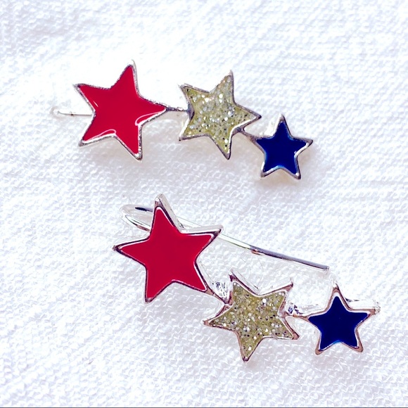 Jewelry - 3 Stars Enamel Stud Earrings